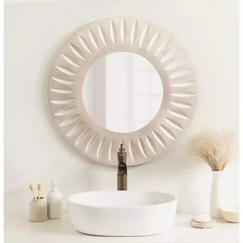 26"x26" Distinctive Style Carved Wood Mirror