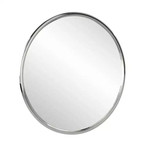 Specchio rotondo da 34" con cornice in acciaio inossidabile argentato