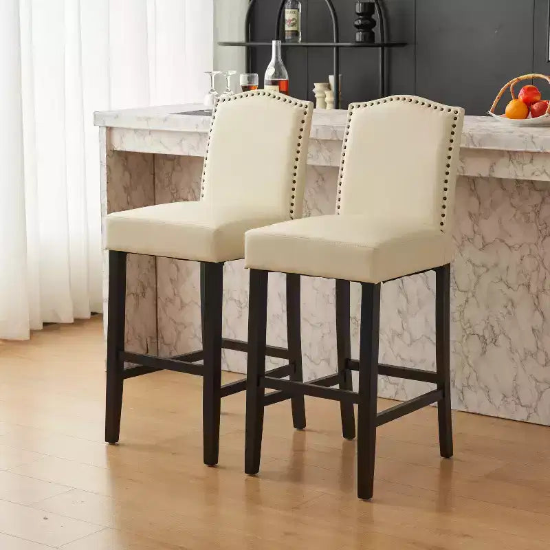 Sgabelli da bar imbottiti contemporanei in legno di gomma, stile minimalista, 30 pollici (set da 2)