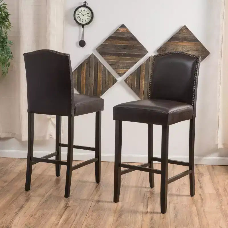 Sgabelli da bar imbottiti contemporanei in legno di gomma, stile minimalista, 30 pollici (set da 2)