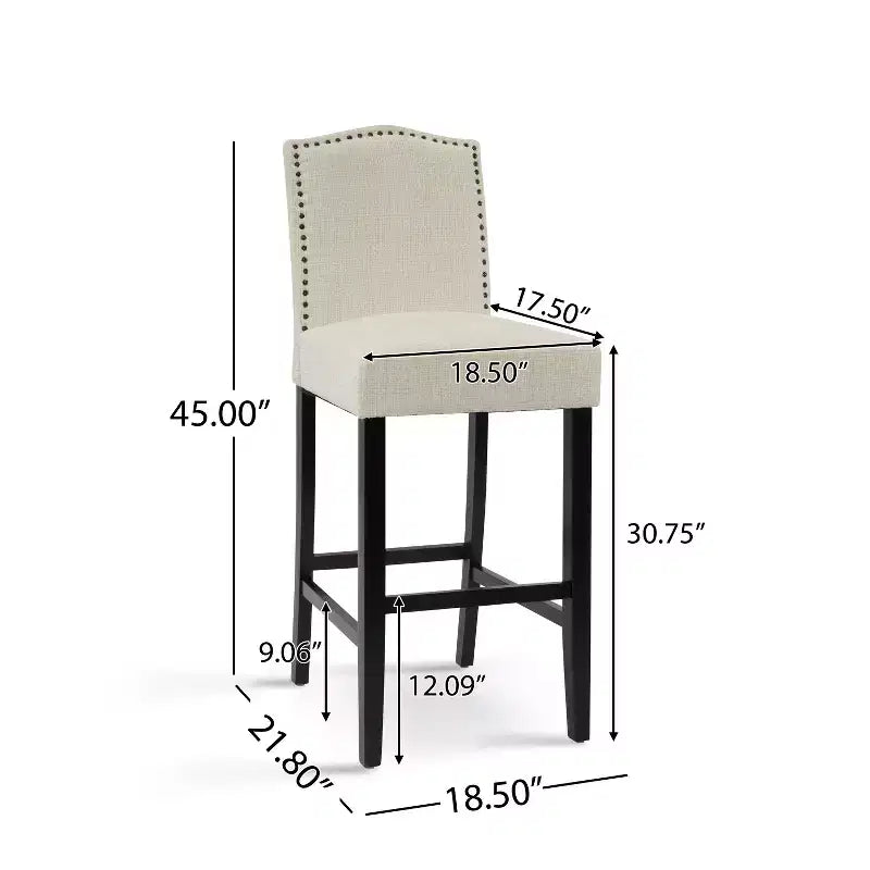 Minimalist Style 30 Contemporary Rubberwood Upholstered Barstools (Set of 2)