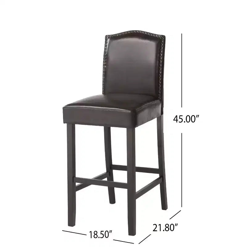 Sgabelli da bar imbottiti contemporanei in legno di gomma, stile minimalista, 30 pollici (set da 2)