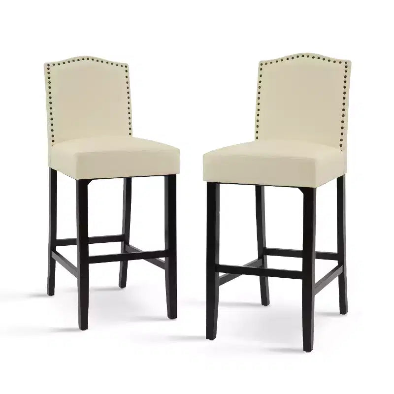 Minimalist Style 30 Contemporary Rubberwood Upholstered Barstools (Set of 2)