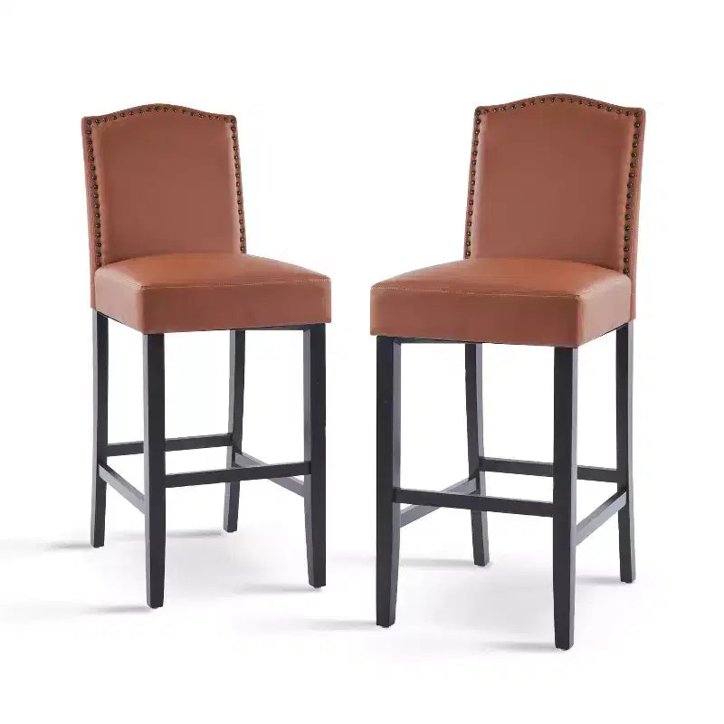 Minimalist Style 30 Contemporary Rubberwood Upholstered Barstools (Set of 2)