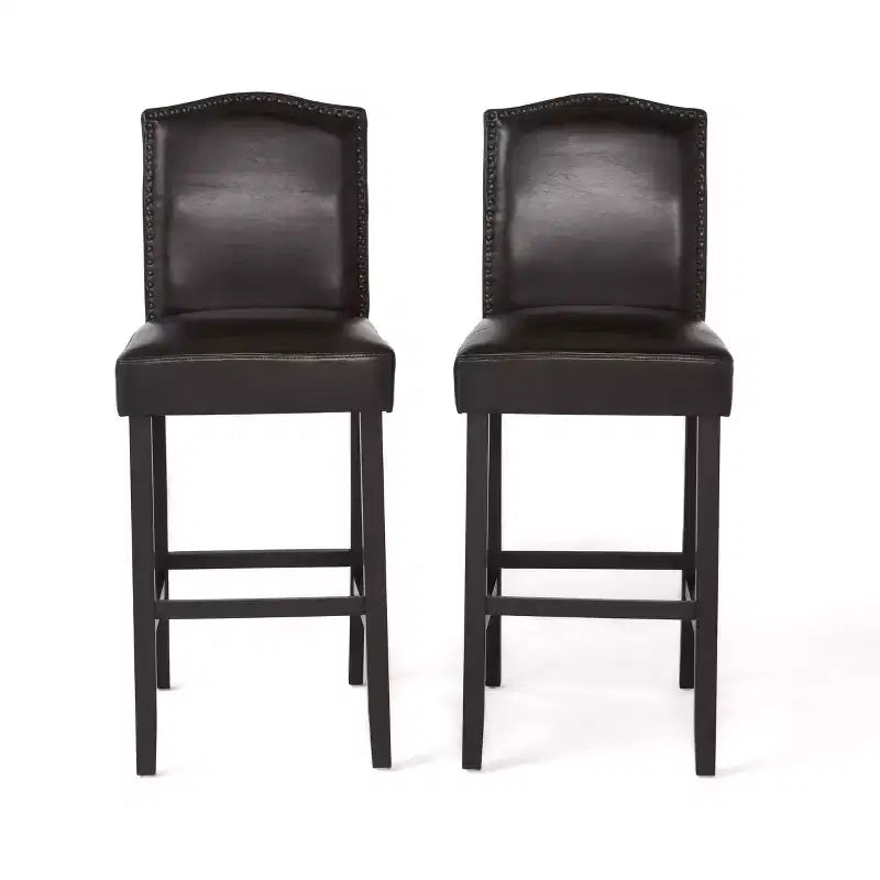 Minimalist Style 30 Contemporary Rubberwood Upholstered Barstools (Set of 2)