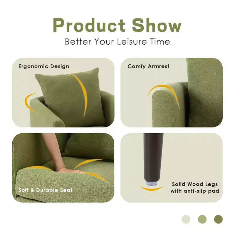 Modern Upholstered Arm Accent Chair for Bedroom,Comfy Lounge Chair for Living Room,Apartment