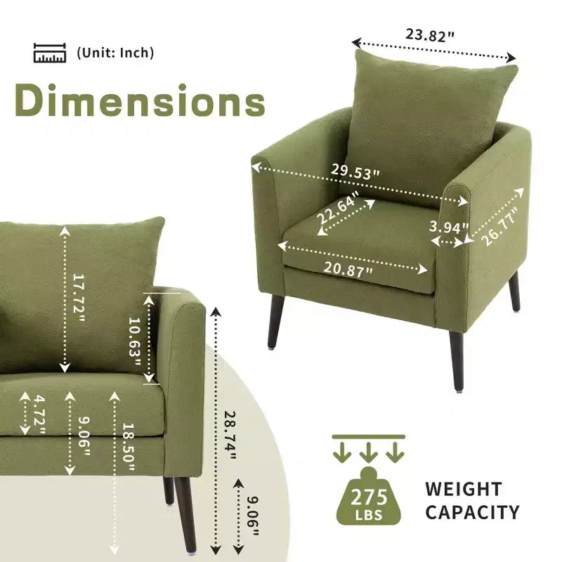 Modern Upholstered Arm Accent Chair for Bedroom,Comfy Lounge Chair for Living Room,Apartment