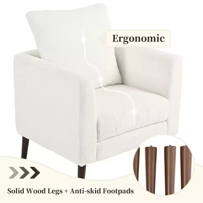 Modern Upholstered Arm Accent Chair for Bedroom,Comfy Lounge Chair for Living Room,Apartment