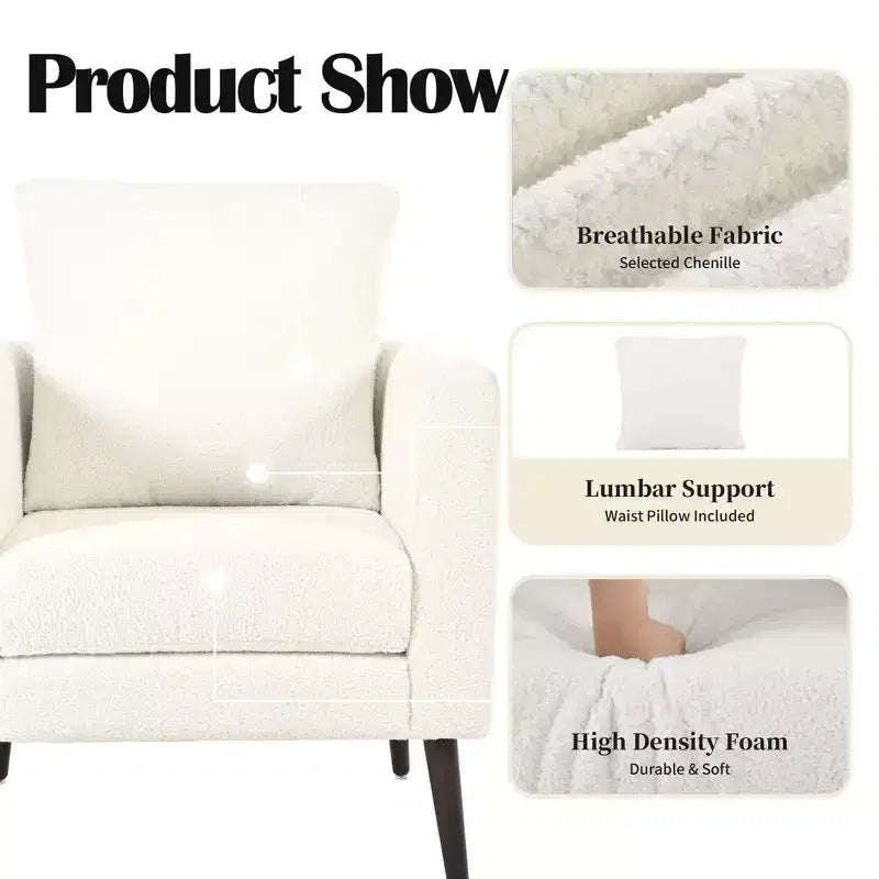 Modern Upholstered Arm Accent Chair for Bedroom,Comfy Lounge Chair for Living Room,Apartment