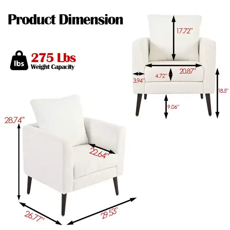 Modern Upholstered Arm Accent Chair for Bedroom,Comfy Lounge Chair for Living Room,Apartment