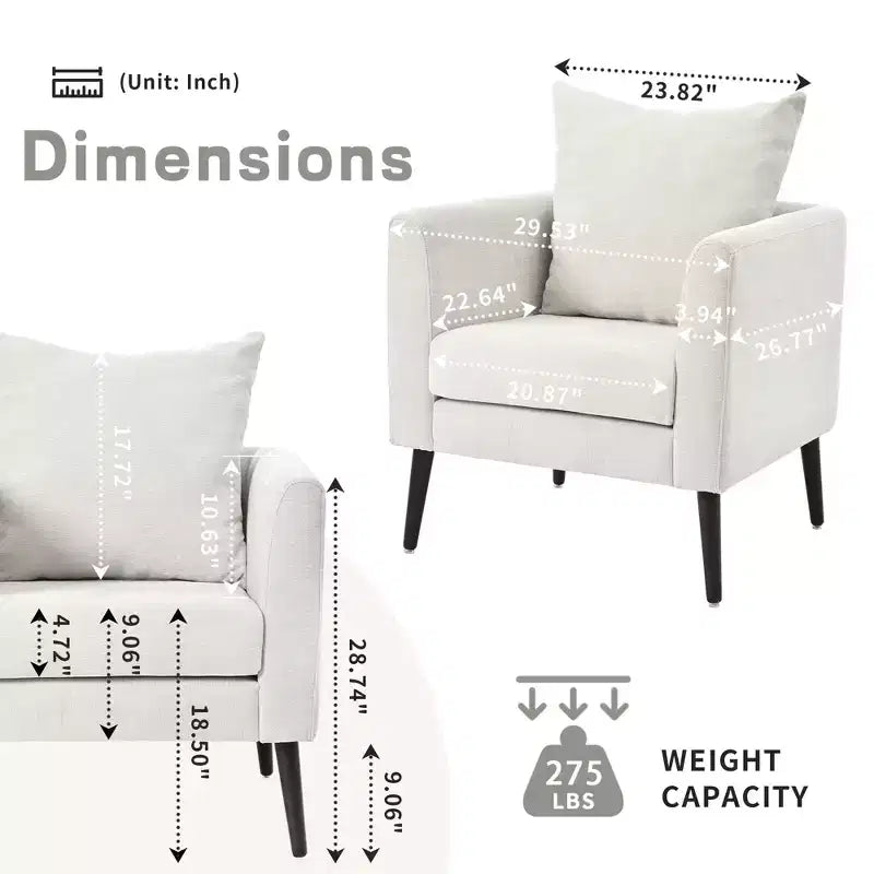 Modern Upholstered Arm Accent Chair for Bedroom,Comfy Lounge Chair for Living Room,Apartment