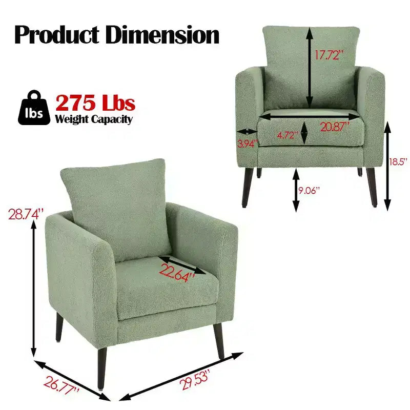 Modern Upholstered Arm Accent Chair for Bedroom,Comfy Lounge Chair for Living Room,Apartment