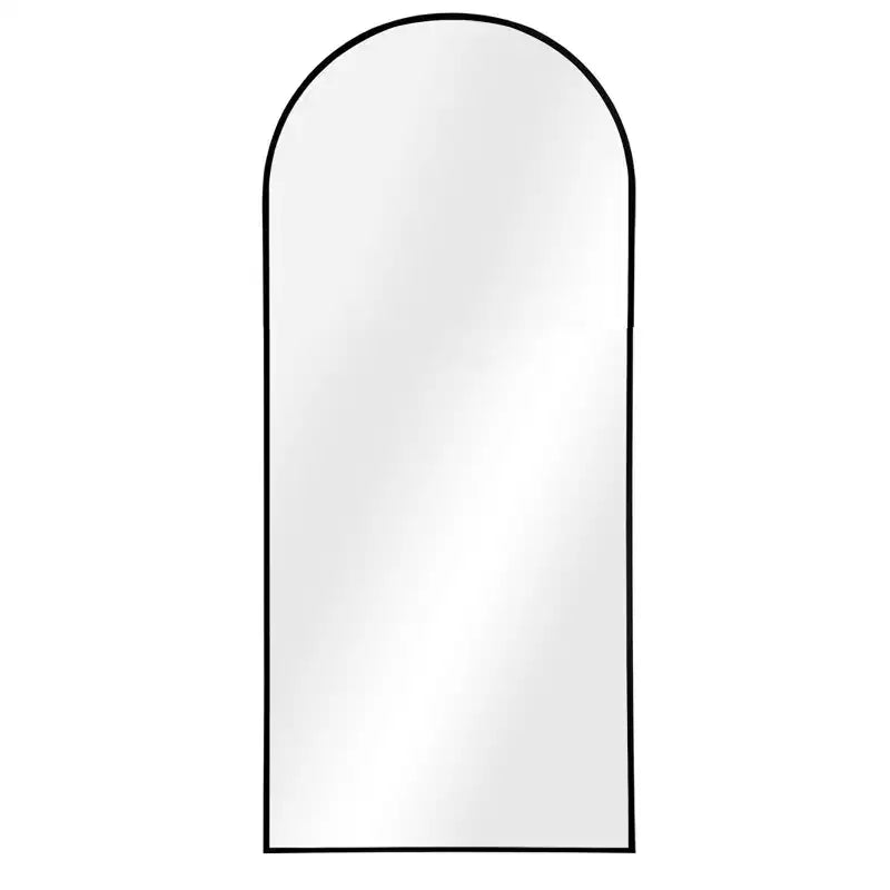 Specchio ad arco a figura intera da 71x31, con sottile cornice in lega di alluminio nera, per bagno, camera da letto, soggiorno/guardaroba, con supporto