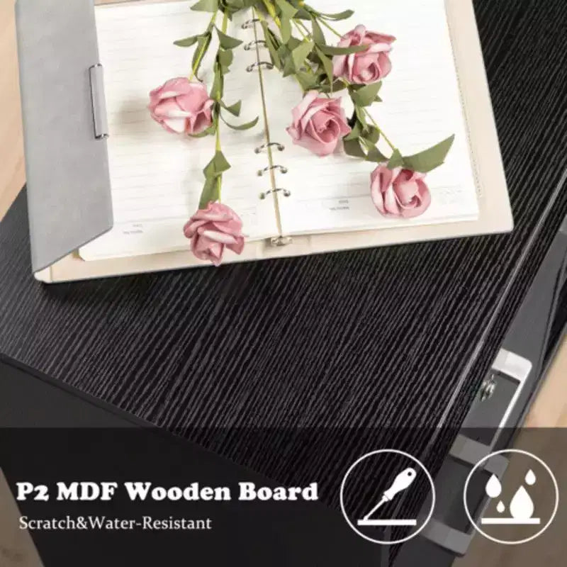 Schedario in MDF nero a 4 cassetti, largo 40.94in.