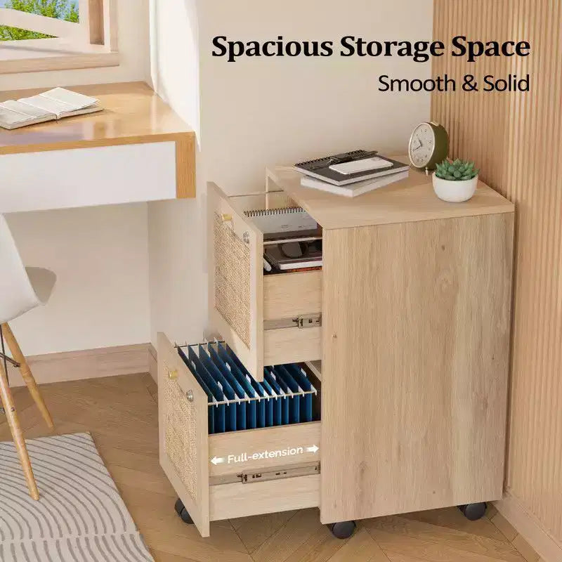 Schedario verticale in MDF beige a 2 cassetti, largo 14.96in.