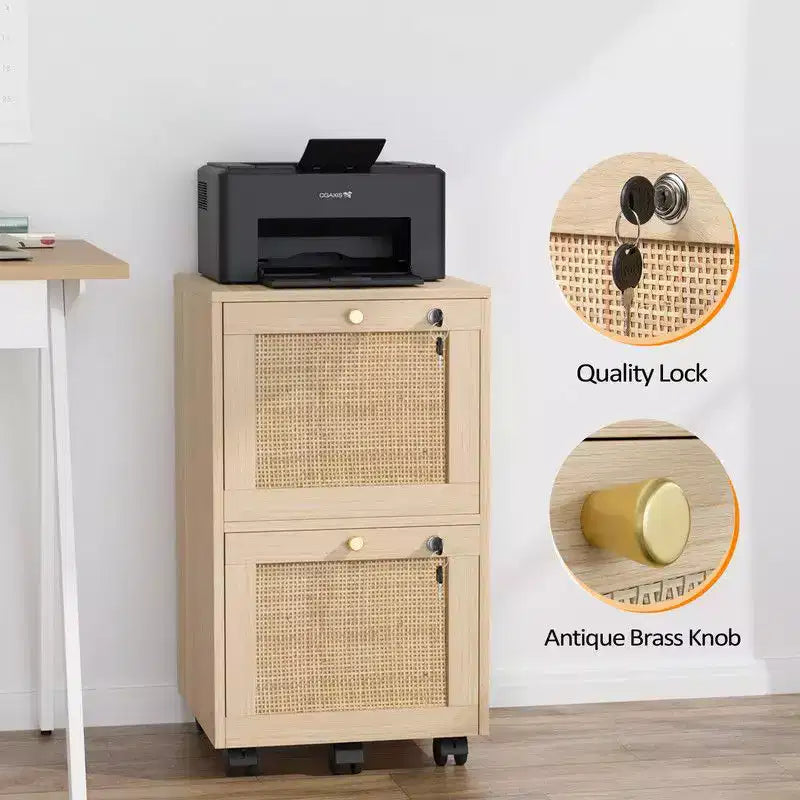 Schedario verticale in MDF beige a 2 cassetti, largo 14.96in.