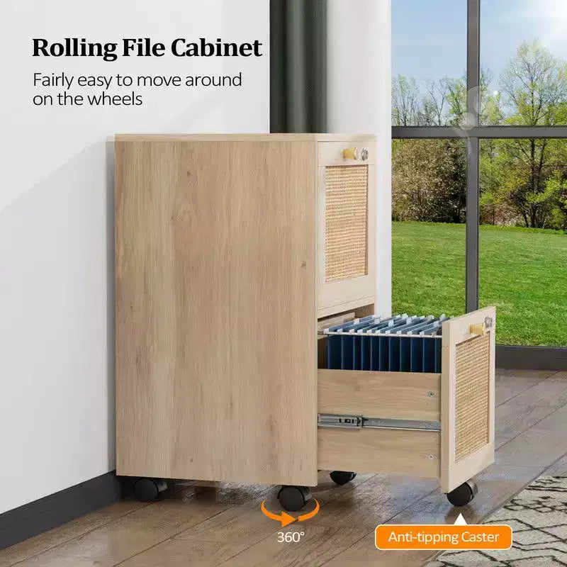 2-Drawer Beige MDF 14.96in. W Vertical File Cabinet