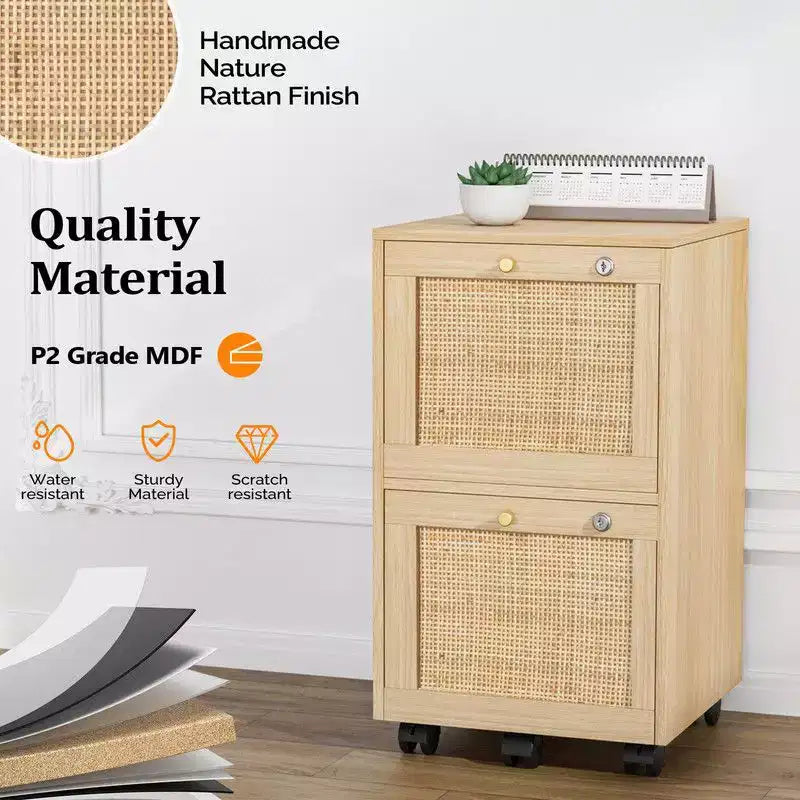Schedario verticale in MDF beige a 2 cassetti, largo 14.96in.