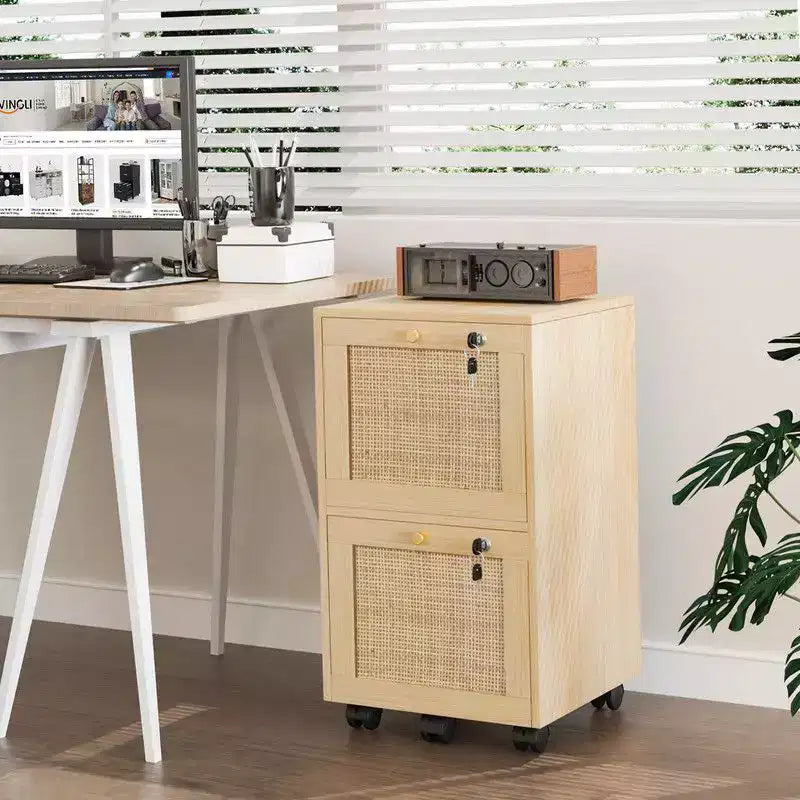Schedario verticale in MDF beige a 2 cassetti, largo 14.96in.