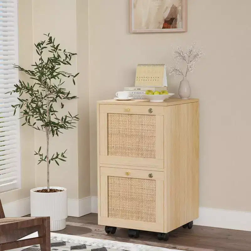 Schedario verticale in MDF beige a 2 cassetti, largo 14.96in.