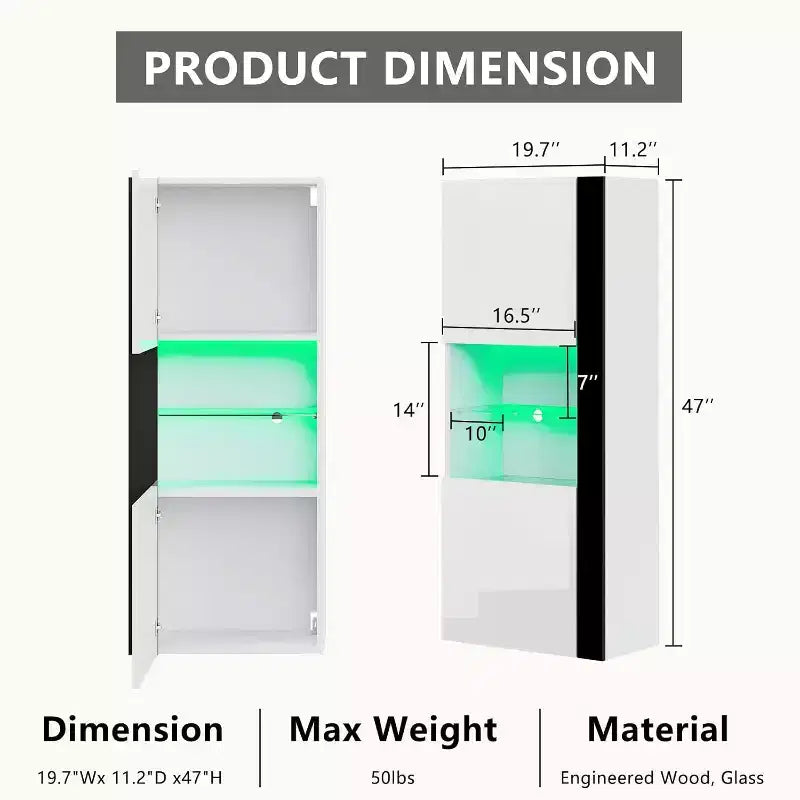 Pensili contenitori con luci LED, moderni armadietti sospesi per soggiorno/camera da letto, set di 2