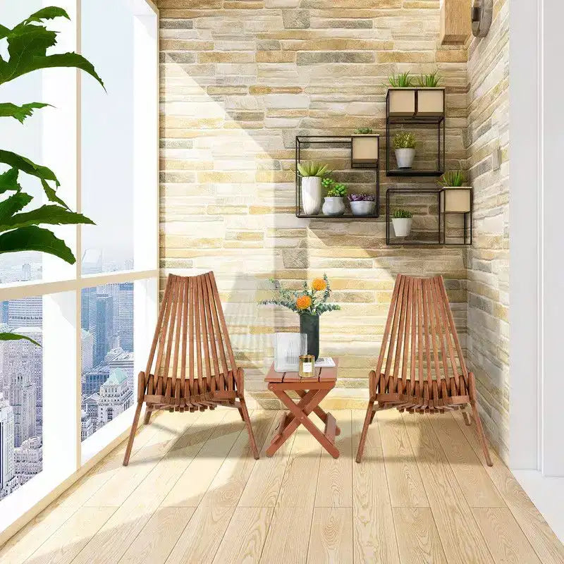 Sedia pieghevole da patio in legno marrone (set da 1)