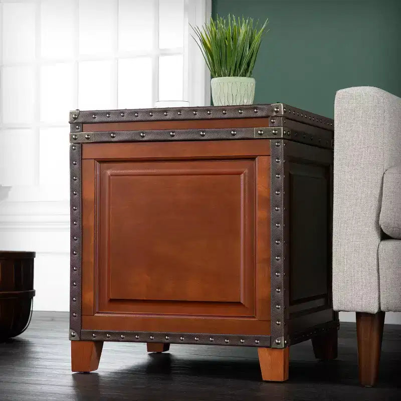 Trunk End Table with Storage - Brown