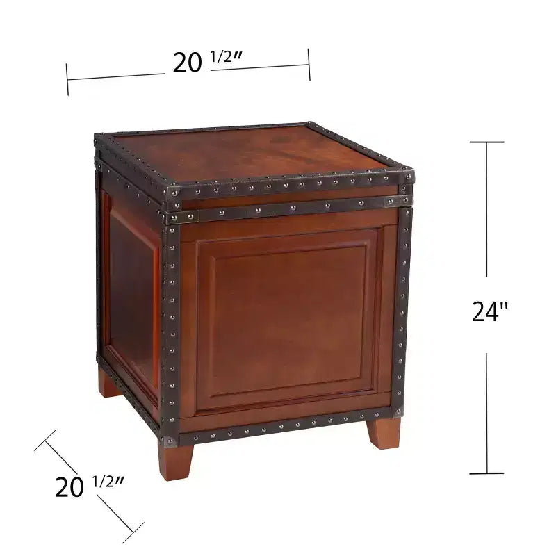 Trunk End Table with Storage - Brown