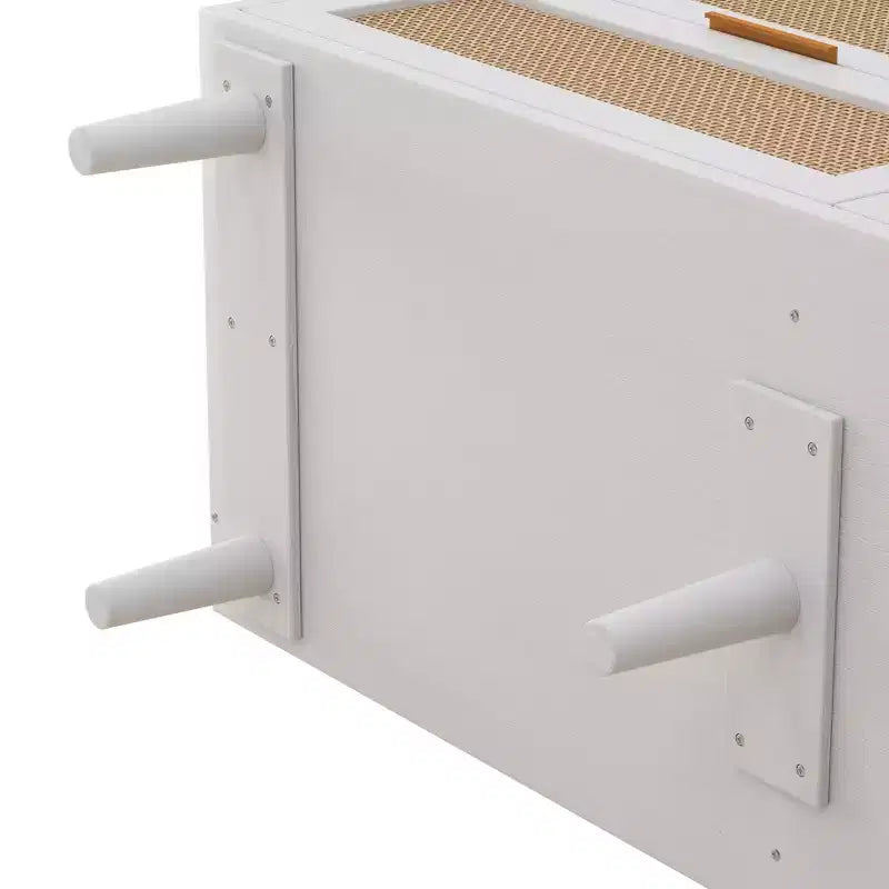 43.316-Drawers Rattan Storage Cabinet Rattan Drawer,for Bedroom,Living Room,White