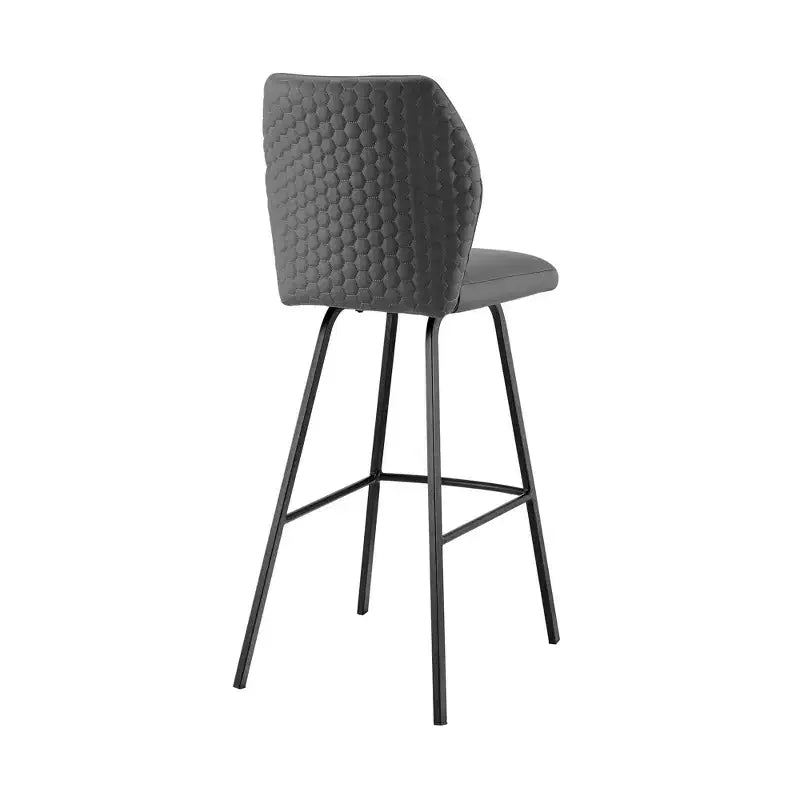 26 Gray And Black Faux Leather And Iron Counter Height Bar Chair
