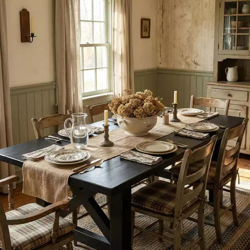 Tavolo da pranzo in stile rustico da 71 per 6-8 persone, tavolo da cucina rettangolare in legno con robusta base a cavalletto per riunioni di famiglia
