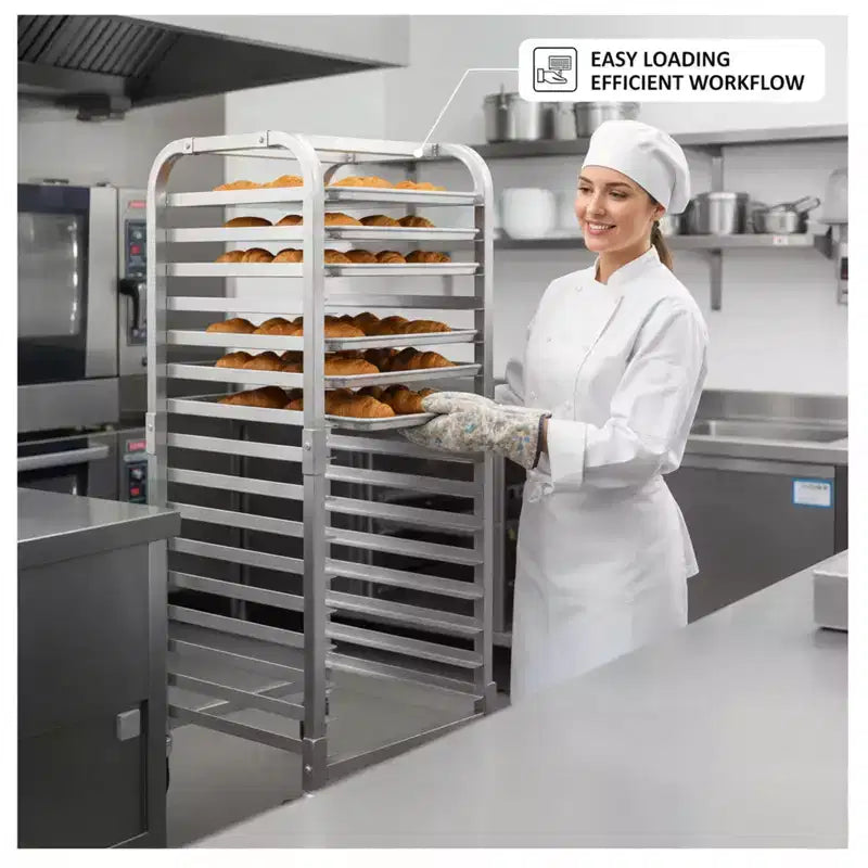 Carrello portateglie in alluminio - Carrello mobile per raffreddamento con ruote bloccabili - per cucina e panetteria