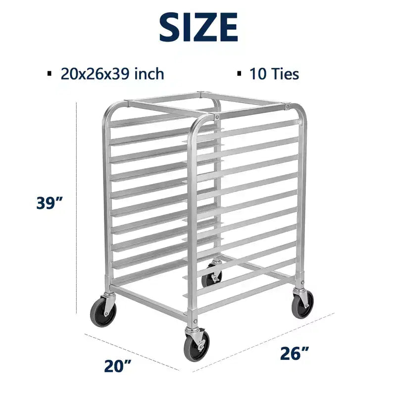 Carrello portateglie in alluminio - Carrello mobile per raffreddamento con ruote bloccabili - per cucina e panetteria