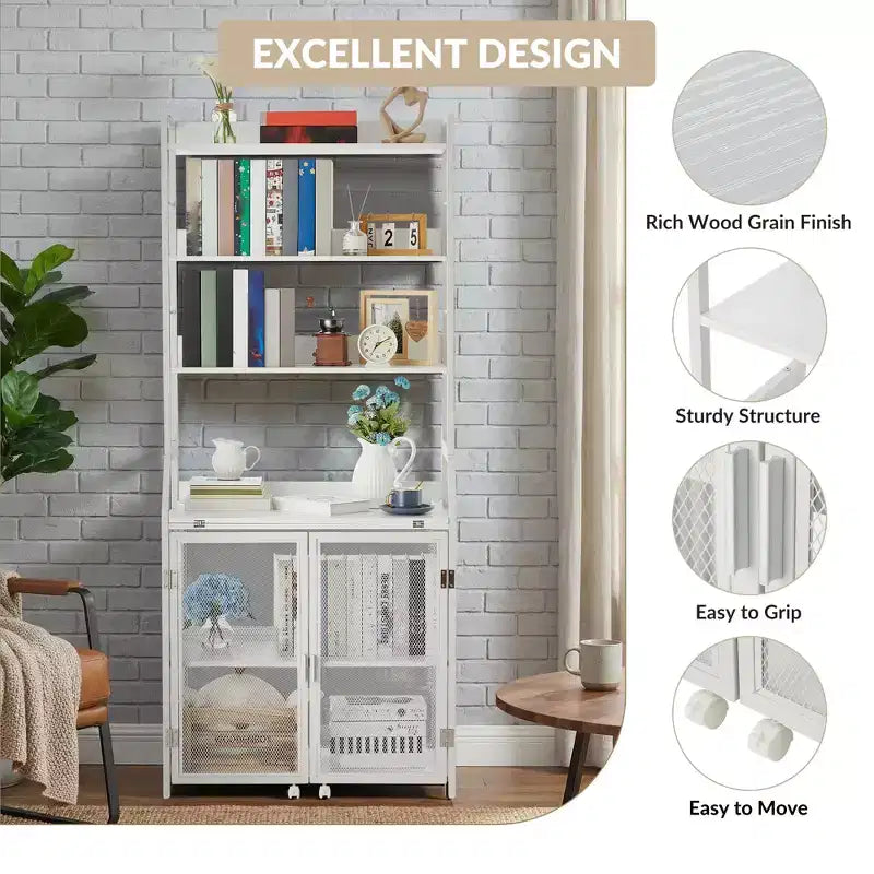 Bookshelf, Industrial Bookcase, Wooden Display Shelf with Metal Frame, Floorstanding Storage Shelving Unit for Bedroom, Living Room, Home Office