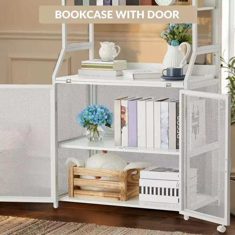 Bookshelf, Industrial Bookcase, Wooden Display Shelf with Metal Frame, Floorstanding Storage Shelving Unit for Bedroom, Living Room, Home Office