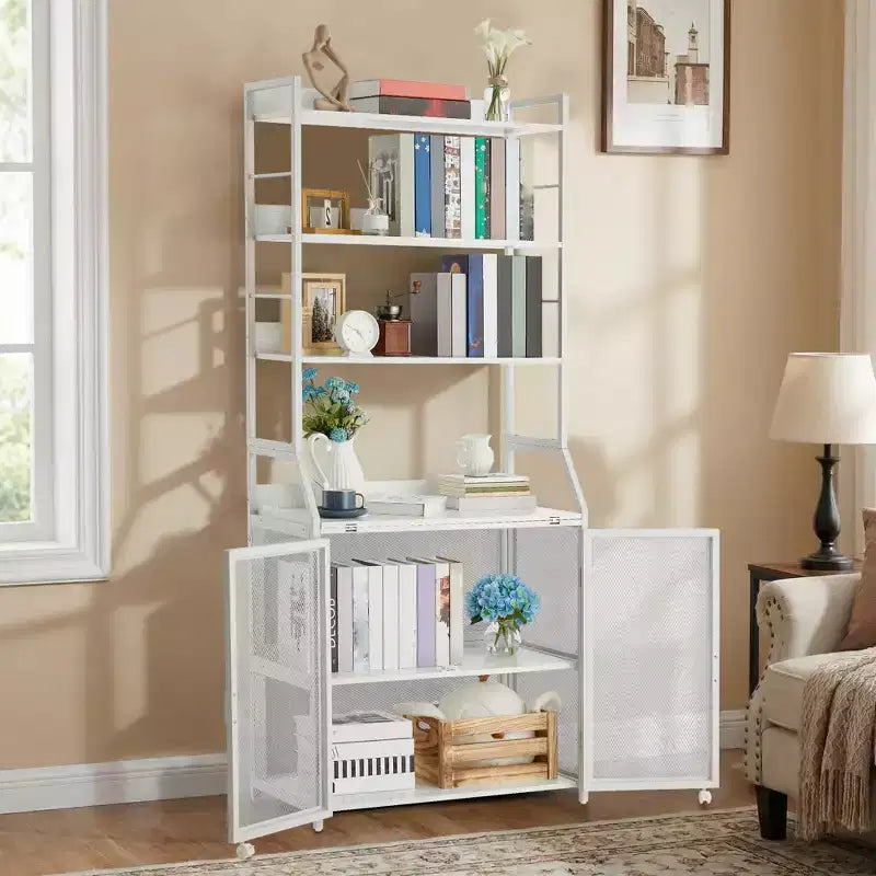 Bookshelf, Industrial Bookcase, Wooden Display Shelf with Metal Frame, Floorstanding Storage Shelving Unit for Bedroom, Living Room, Home Office