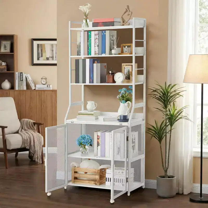 Bookshelf, Industrial Bookcase, Wooden Display Shelf with Metal Frame, Floorstanding Storage Shelving Unit for Bedroom, Living Room, Home Office