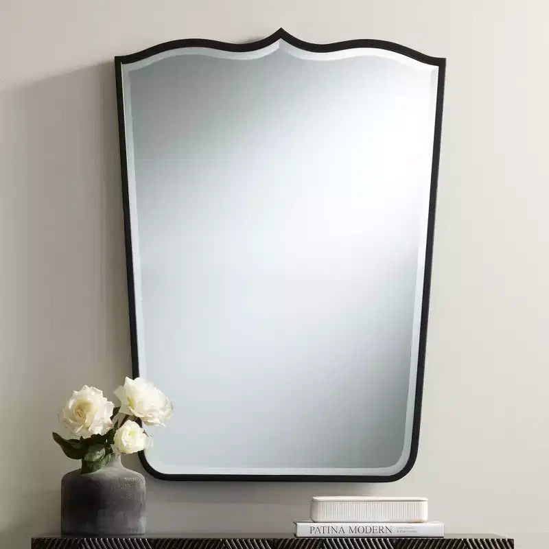 Satin Black 27 x 36 3/4 Curve Top Mirrors Set of 2