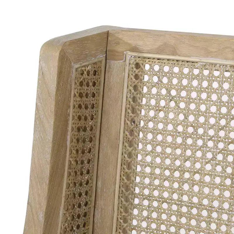 Set di 2 sedie da pranzo in legno e canna intrecciata, imbottite, antracite/naturale