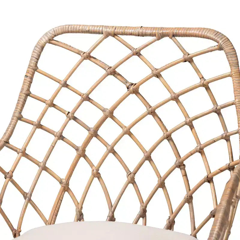 Sedia da pranzo in rattan e legno, grigio sbiancato/marrone naturale/bianco: rivestimento in poliestere, pulire le macchie
