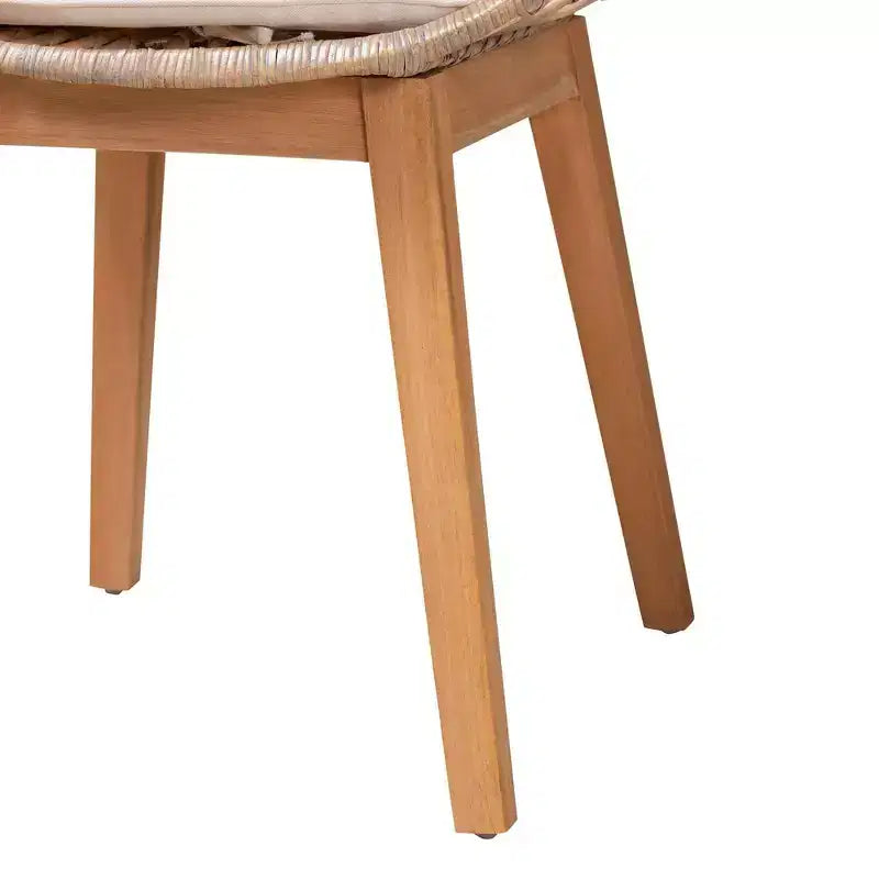 Sedia da pranzo in rattan e legno, grigio sbiancato/marrone naturale/bianco: rivestimento in poliestere, pulire le macchie