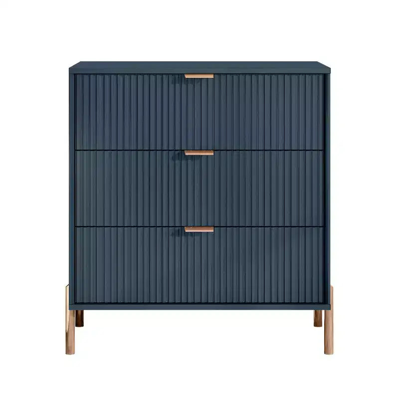 Set di 2 comodini moderni eleganti con 3 cassetti, blu navy