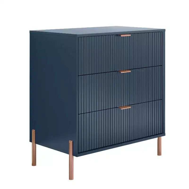 Set di 2 comodini moderni eleganti con 3 cassetti, blu navy