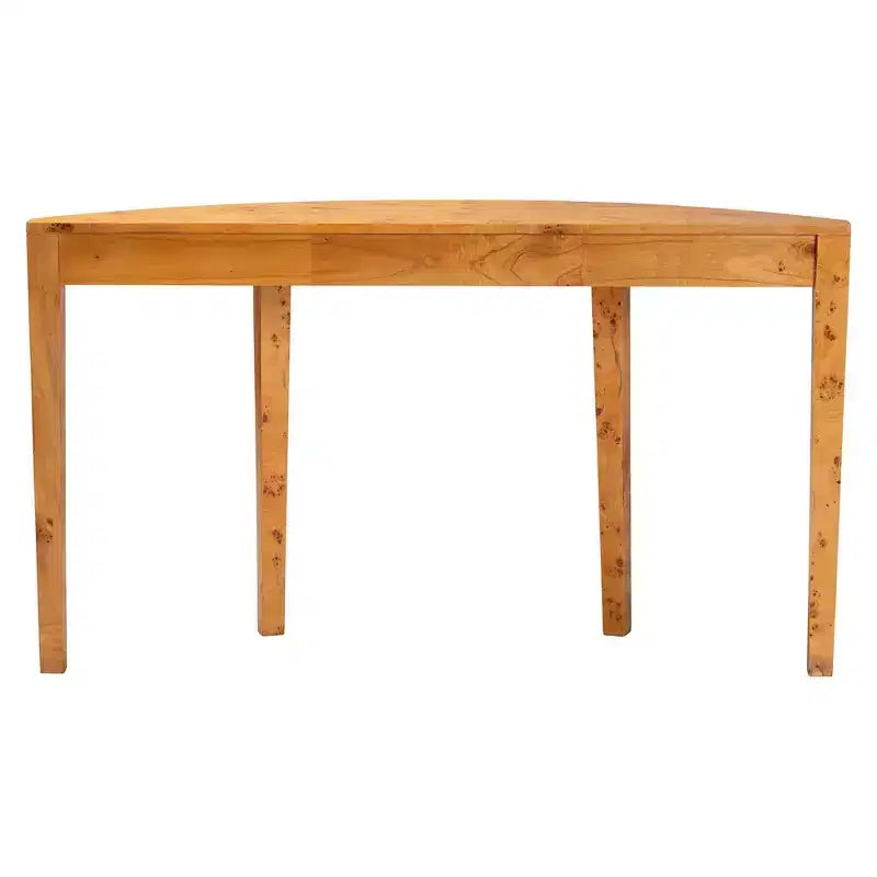 Ampia consolle a mezzaluna in vero legno burl, legno burl mappa chiaro