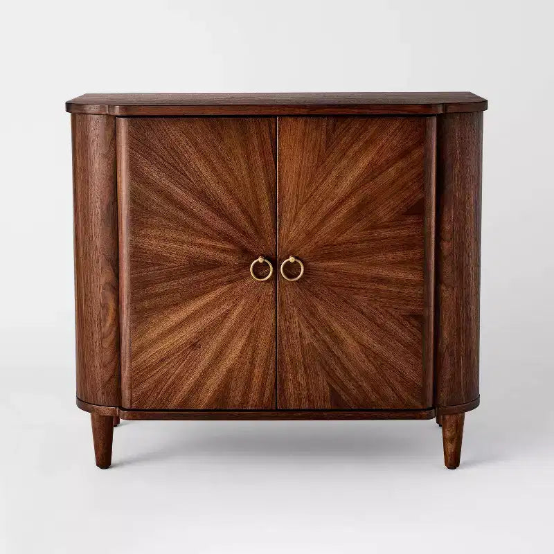 Two Door Cabinet Walnut Brown Wood Veneer