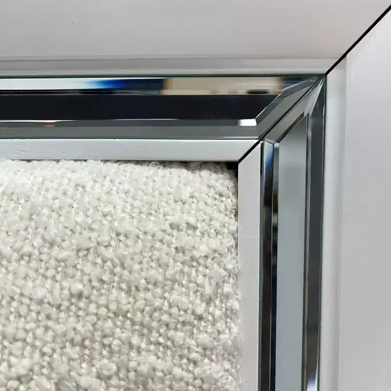 79.65"Bed White Boucle Pearl White Finish LED Light Headboard, Storage Footboard, Acrylic Upholstery