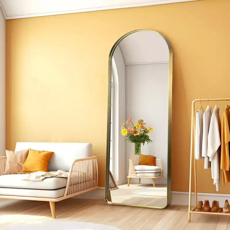 Wall Mounted Mirror Arched Metal Frame Full Length Mirror