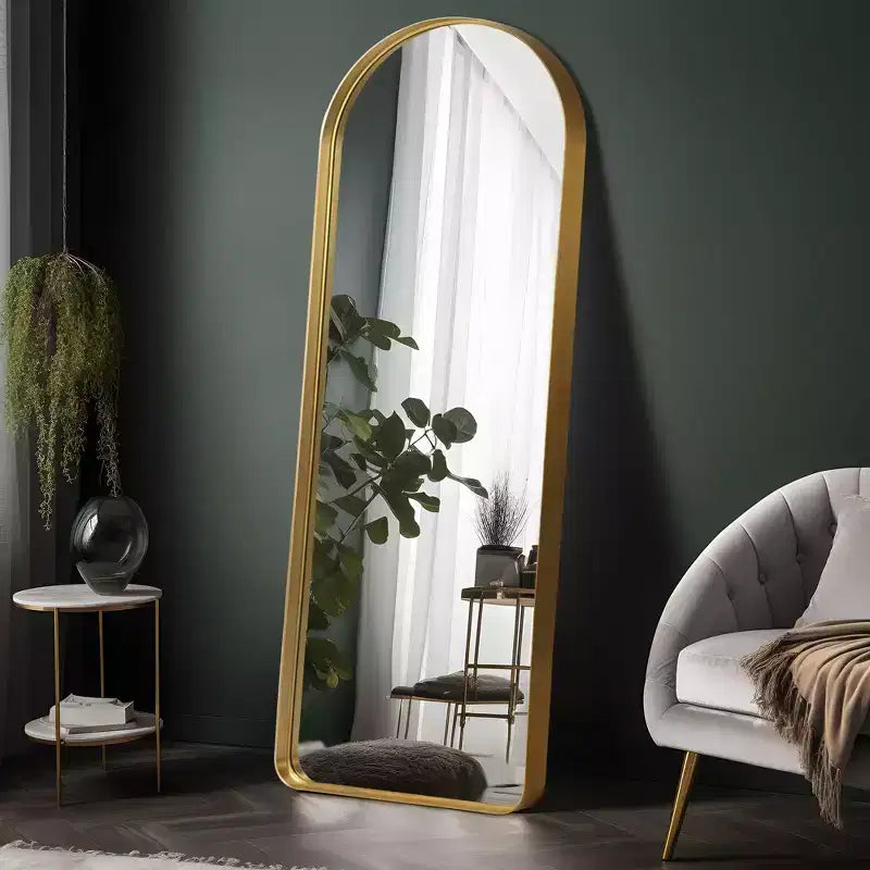 Wall Mounted Mirror Arched Metal Frame Full Length Mirror