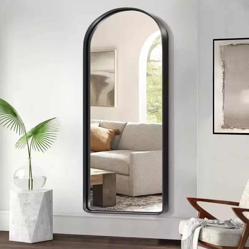 Wall Mounted Mirror Arched Metal Frame Full Length Mirror