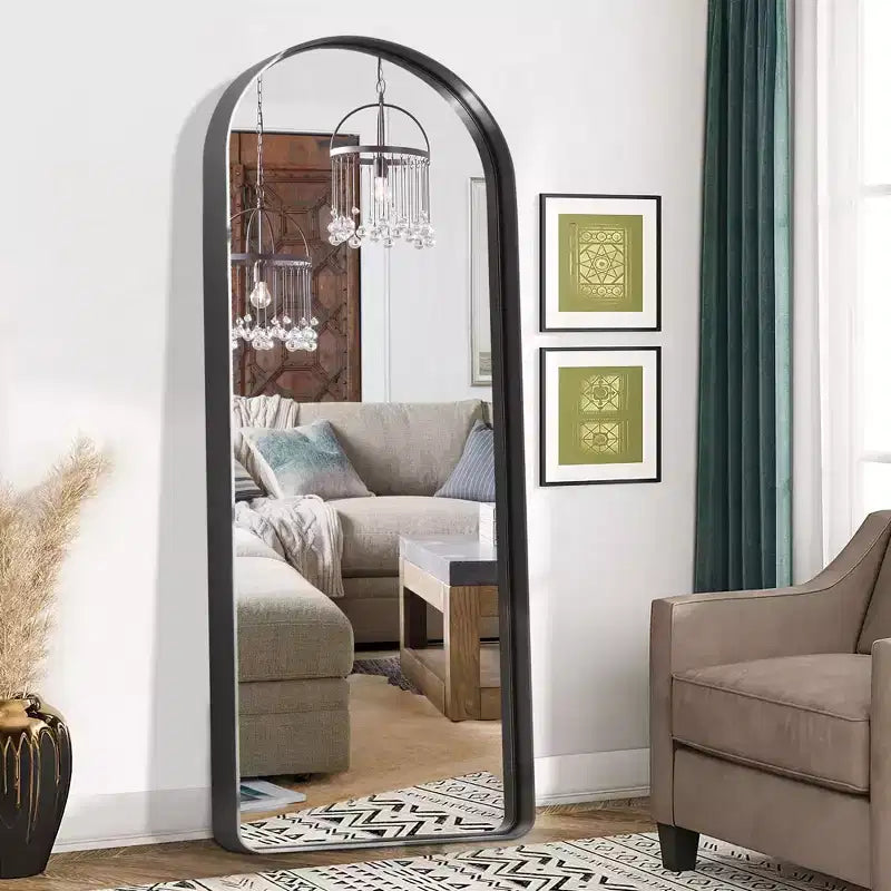Wall Mounted Mirror Arched Metal Frame Full Length Mirror